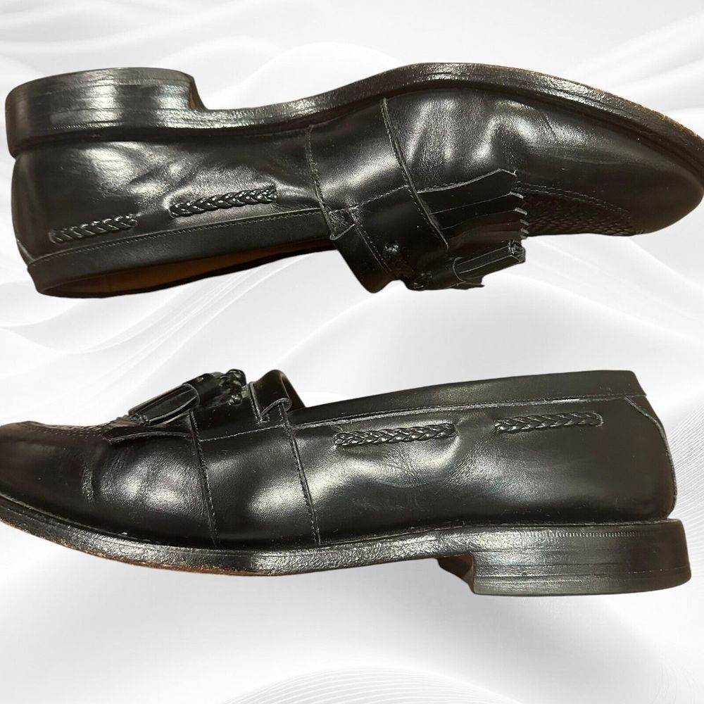 Men's Shoes ALLEN EDMONDS CODY Kiltie Tassel‎ Loafers 10.5D Black Woven Leather - Picture 4 of 9